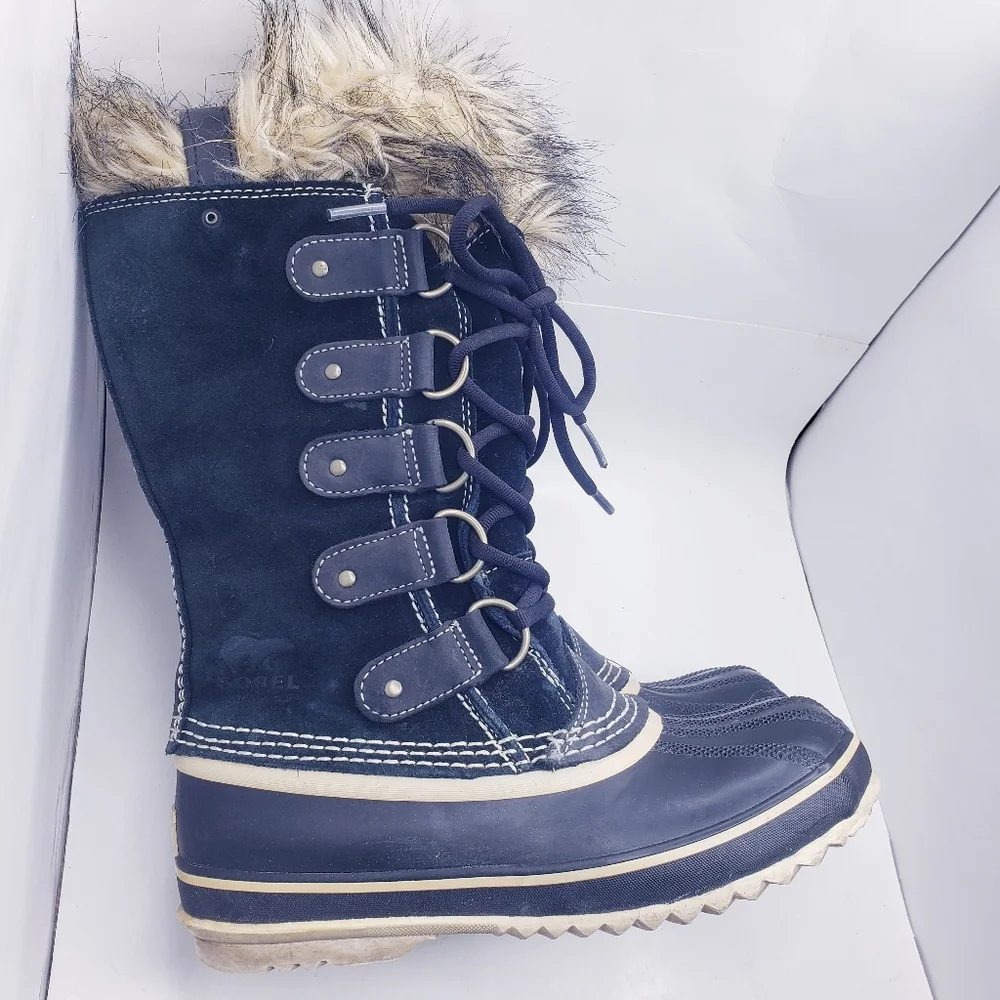 Sorel Joan Of Arctic Black Waterproof Lace Up Winter Snow Boots Women's Size 6